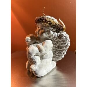 Vintage Clay Cherub/Angel Holding A Lamb -signed By Kristen 5"H (1993)